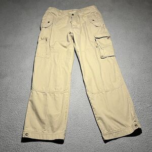 Eddie Bauer Cargo Pants Mens 34x32 Safari Military Fatigues Beige Rugged Outdoor